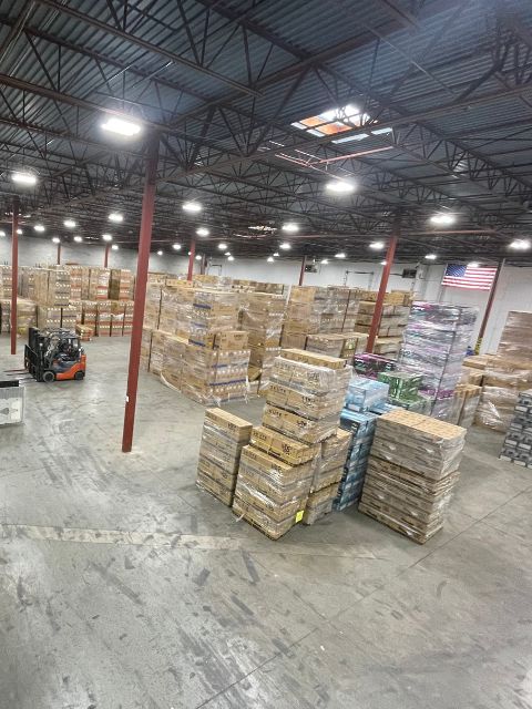 The interior of our Amazon seller prep warehouse.